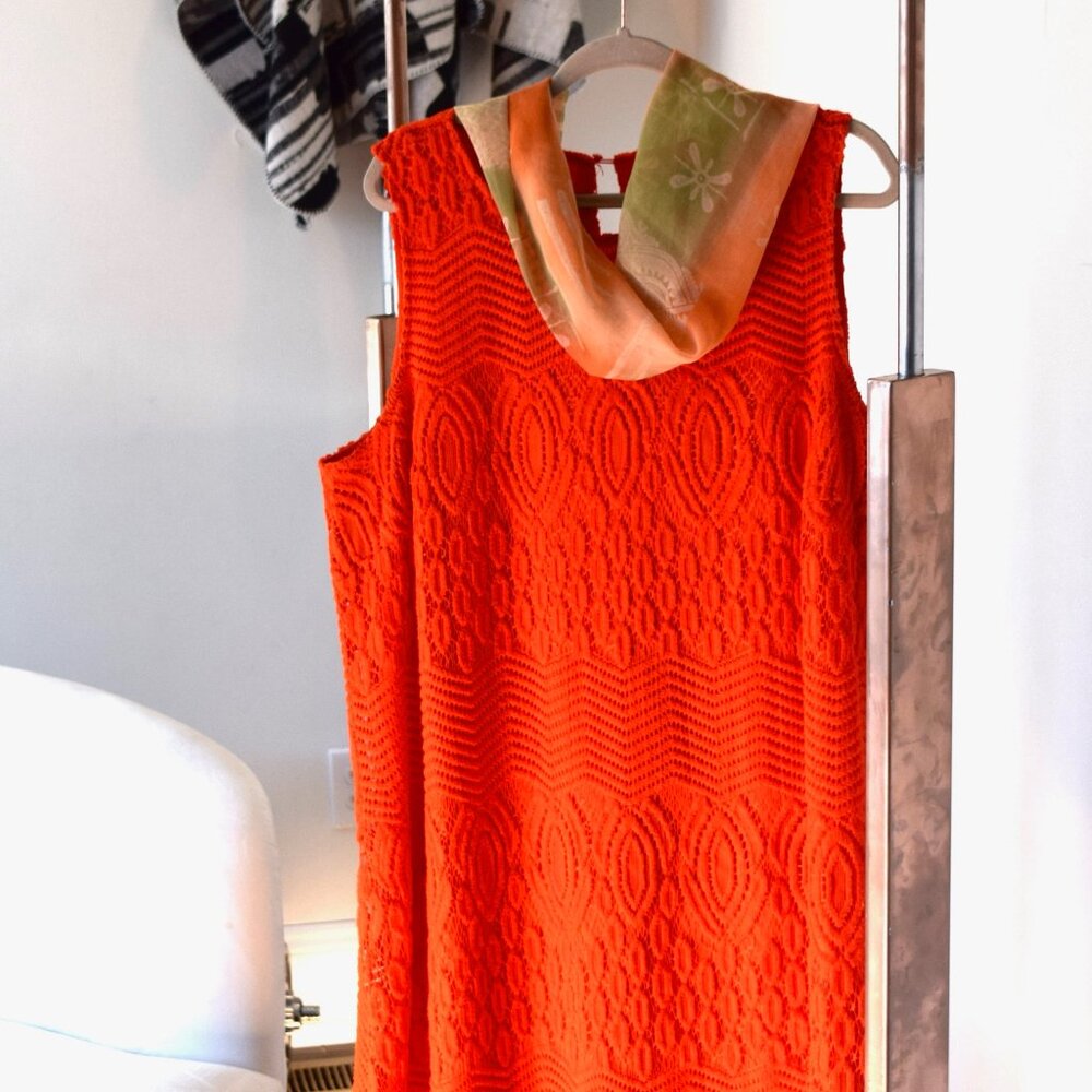 Sharagano Orange Lace Dress